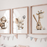 Baby Animals Sports Nursery Print: Safari Theme