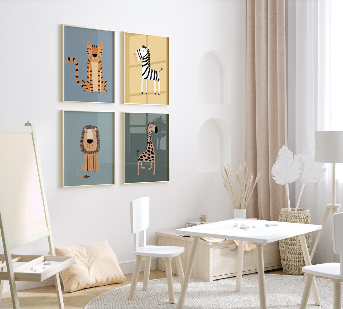 Safari Animal Nursery Prints: Boho Jungle Wall Art