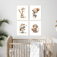 Baby Animals Sports Print: Safari Nursery Decor