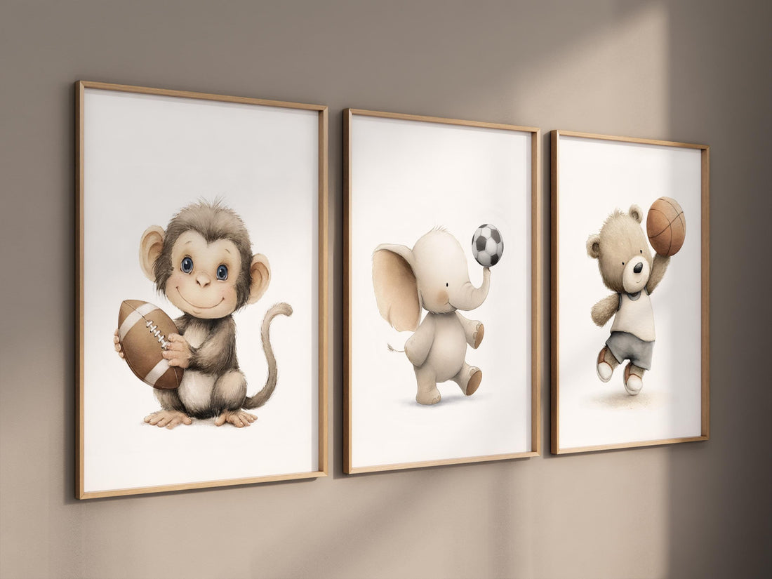 Baby Animal Sports Nursery Art Prints: Safari Theme