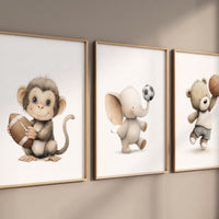 Baby Animal Sports Nursery Art Prints: Safari Theme
