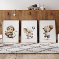 Baby Animal Sports Nursery Art Prints: Safari Theme