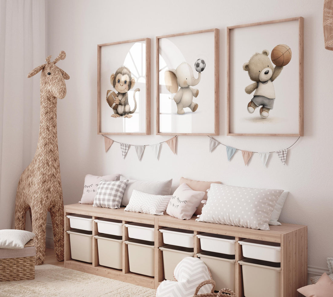 Baby Animal Sports Nursery Art Prints: Safari Theme