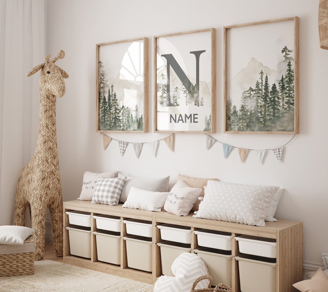 Mountain Nursery Decor: Woodland Animals Art Print