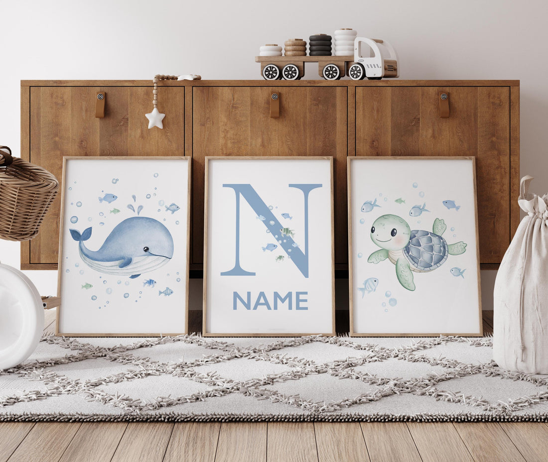 Watercolor Sea Animal Prints: Ocean Nursery Wall Art