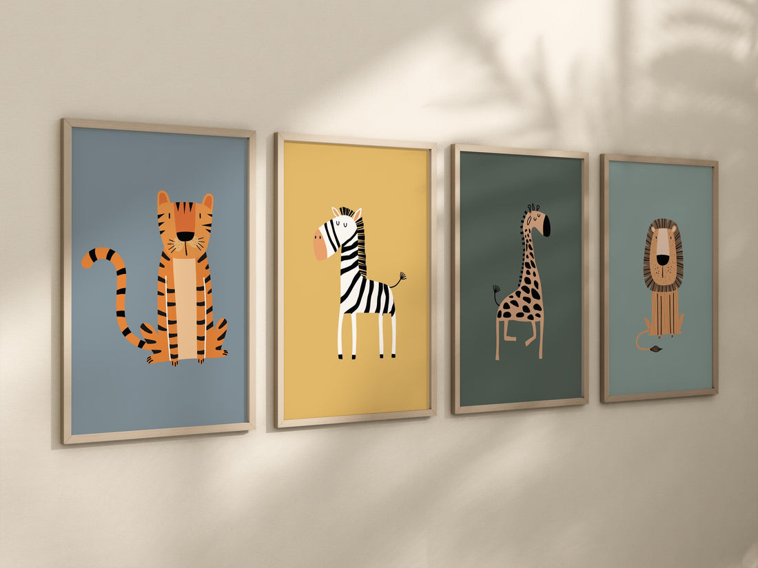 Safari Animal Nursery Prints: Boho Jungle Wall Art