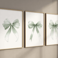 Sage Green Bow Print: Nursery Wall Art