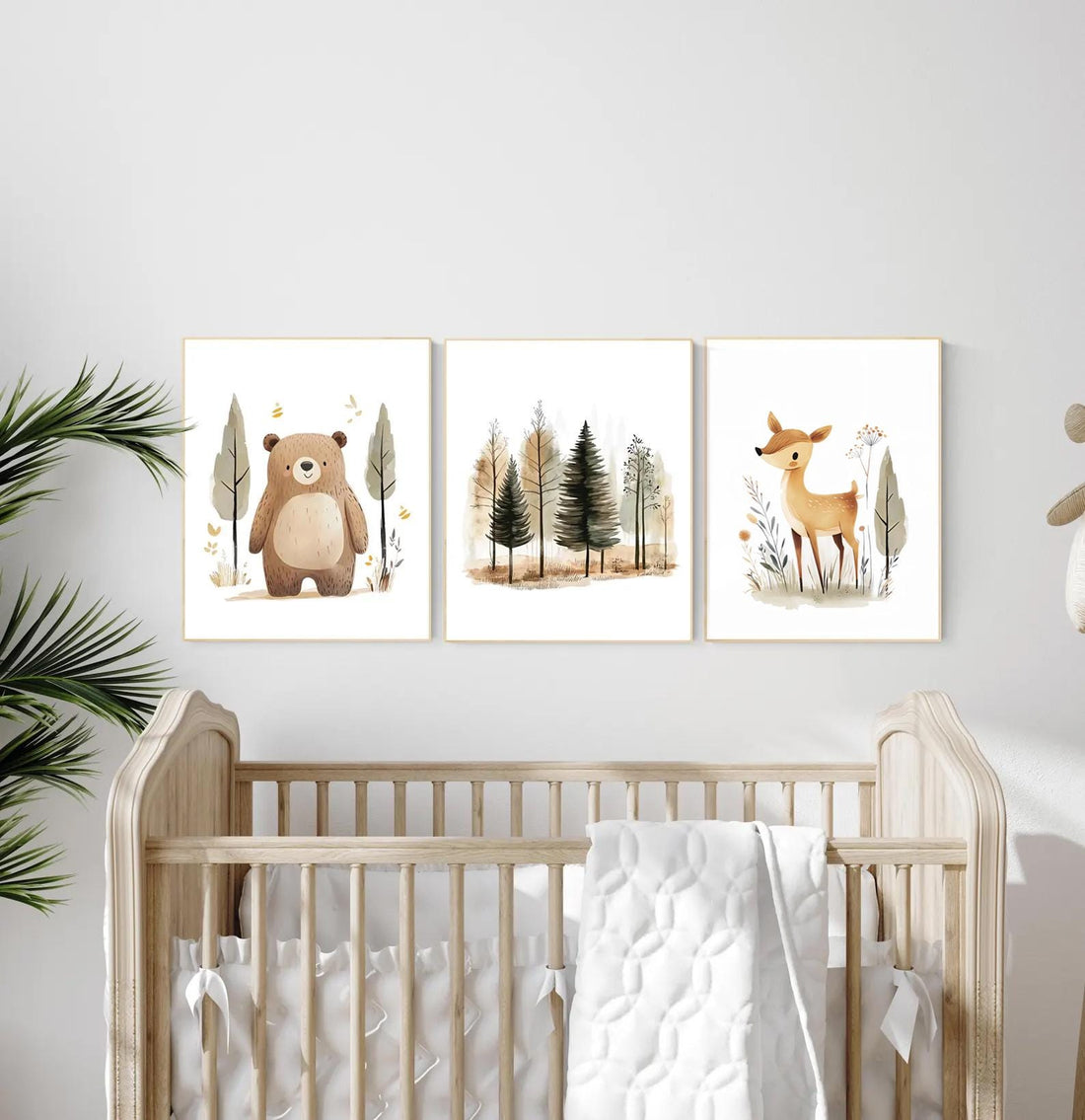 Watercolor Woodland Nursery Prints: Bear, Deer, Forest Art Set