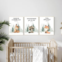 Woodland Nursery Print Set: Animal Prints, Bible Verse Nursery