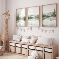 Mountain Nursery Print: Green Forest, Woodland Animals