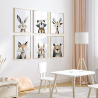 Woodland Nursery Wall Art Set of 6, Neutral Animal Prints