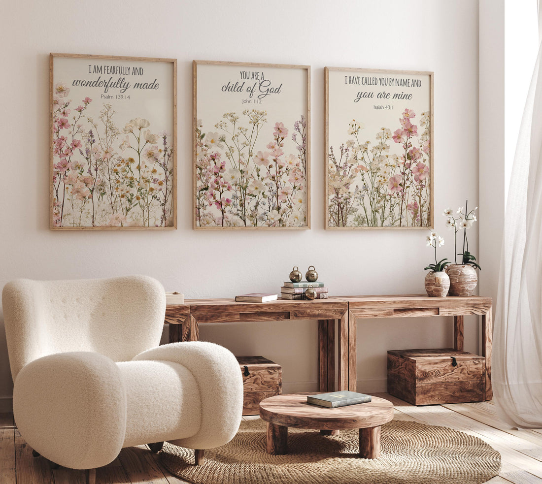 Wildflower Nursery Print: Boho Floral Decor, Bible Verse Art
