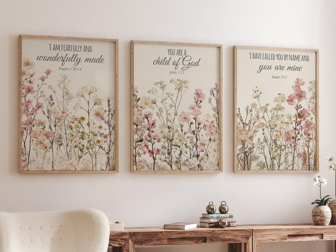 Wildflower Nursery Print: Boho Floral Decor, Bible Verse Art
