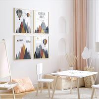 Adventure Nursery Wall Art Set of 4, Mountain Nursery Prints