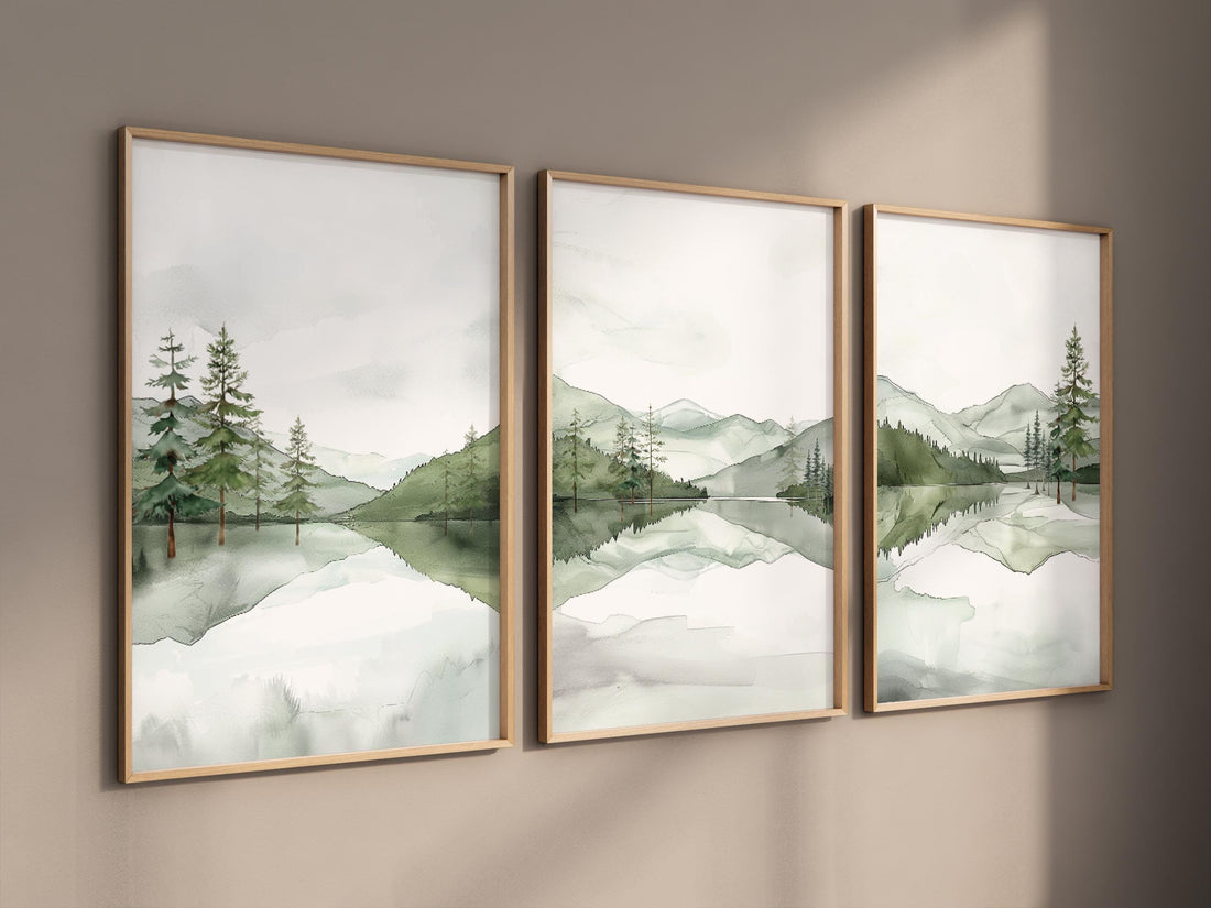 Mountain Nursery Print: Green Forest, Woodland Animals
