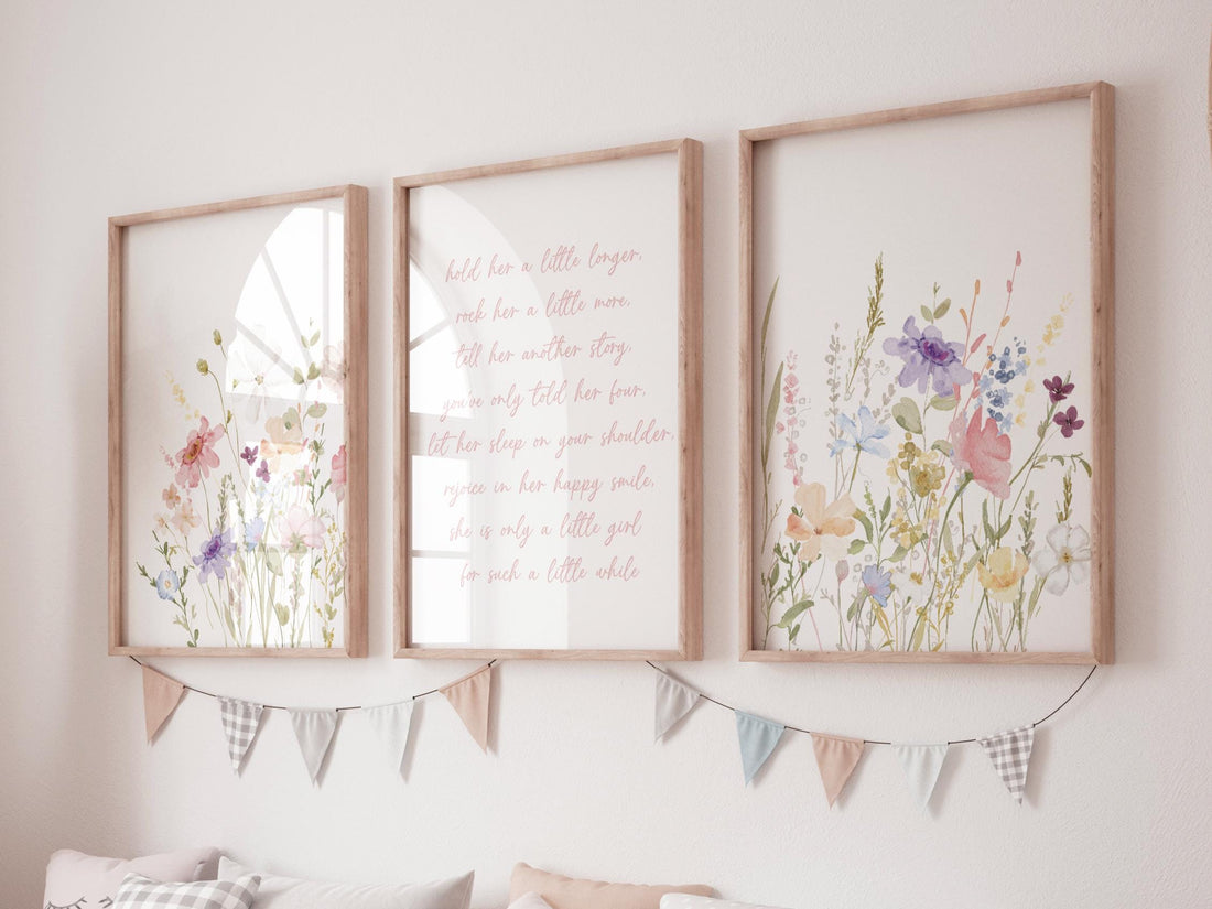 Wildflower Nursery Print: Pastel Botanical Watercolor Art