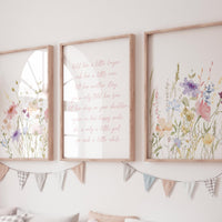 Wildflower Nursery Print: Pastel Botanical Watercolor Art
