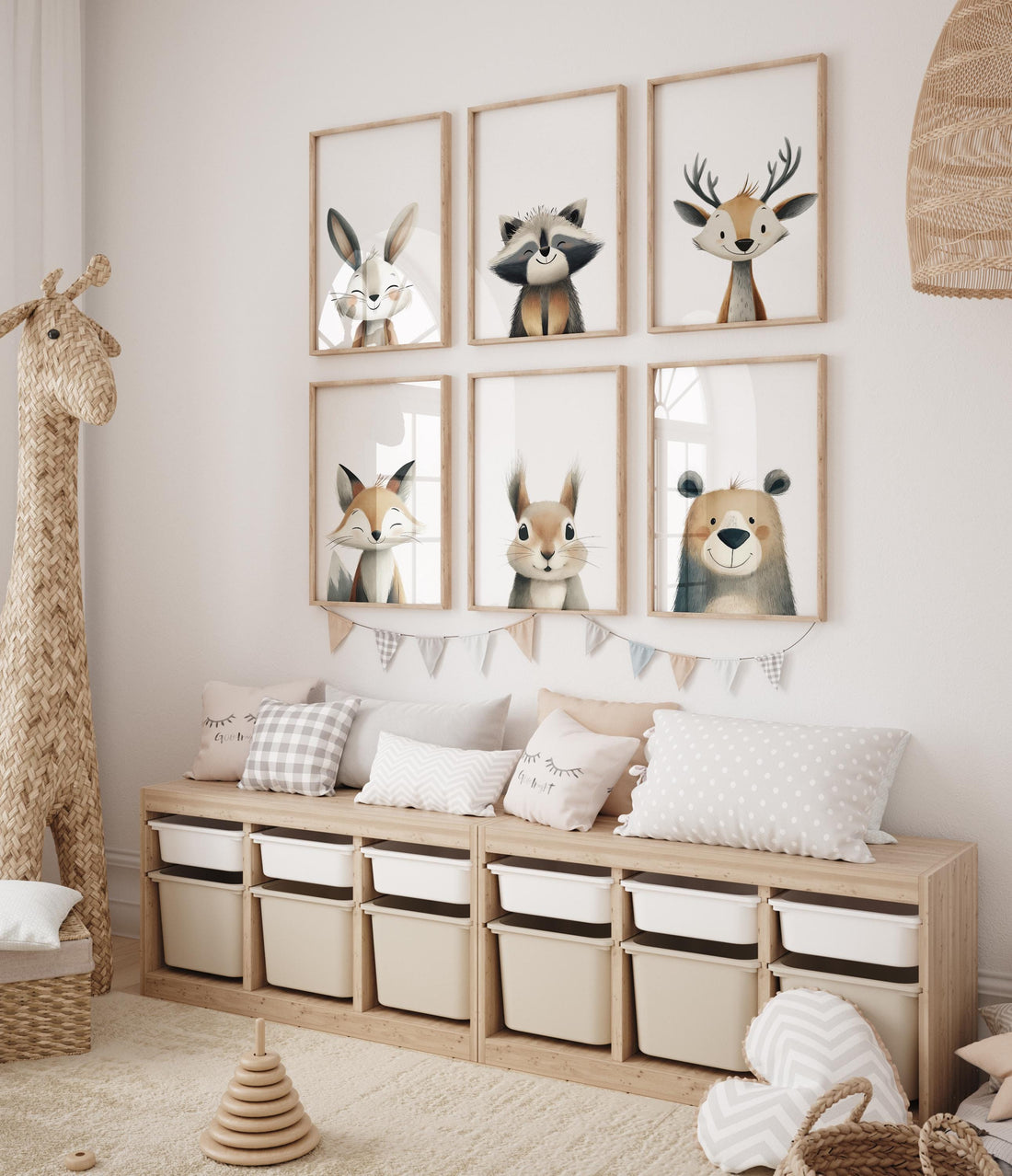 Woodland Nursery Wall Art Set of 6, Neutral Animal Prints