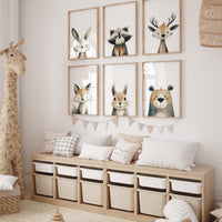 Woodland Nursery Wall Art Set of 6, Neutral Animal Prints