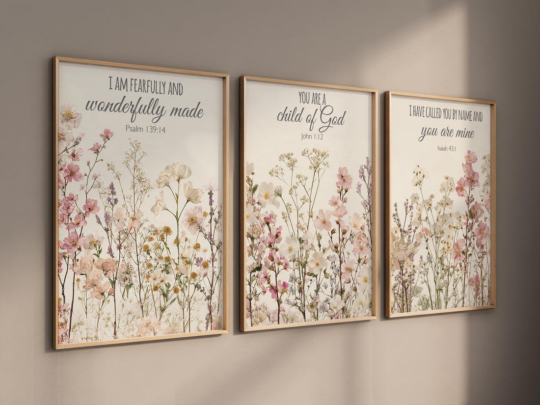 Wildflower Nursery Print: Boho Floral Decor, Bible Verse Art