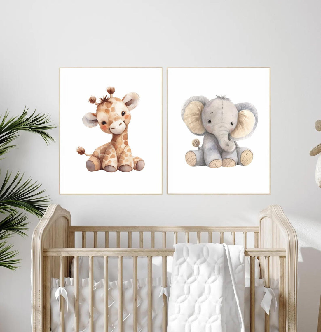Safari Animal Nursery Prints: Plush Elephant, Giraffe