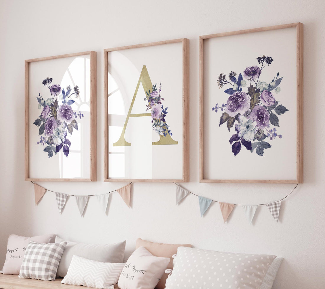 Purple Wildflower Nursery Print: Lavender Lilac Girls Room Decor