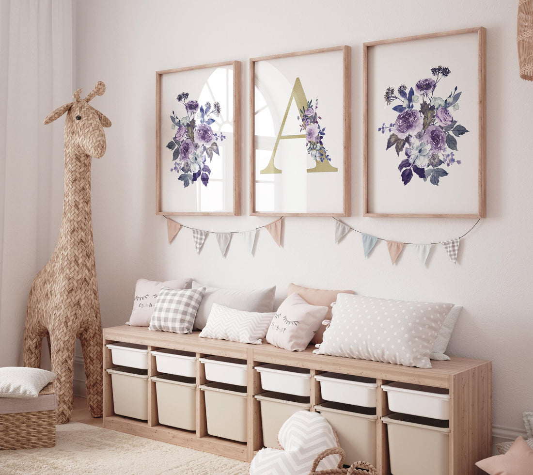 Purple Wildflower Nursery Print: Lavender Lilac Girls Room Decor