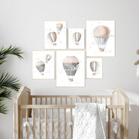 Hot Air Balloon Nursery Prints: Neutral Baby Room Decor