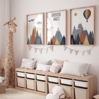 Adventure Awaits Nursery Wall Art Set, Mountain Nursery Prints