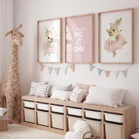 Ballerina Bunny Nursery Wall Art Set of 3, Dream Big Little One Print
