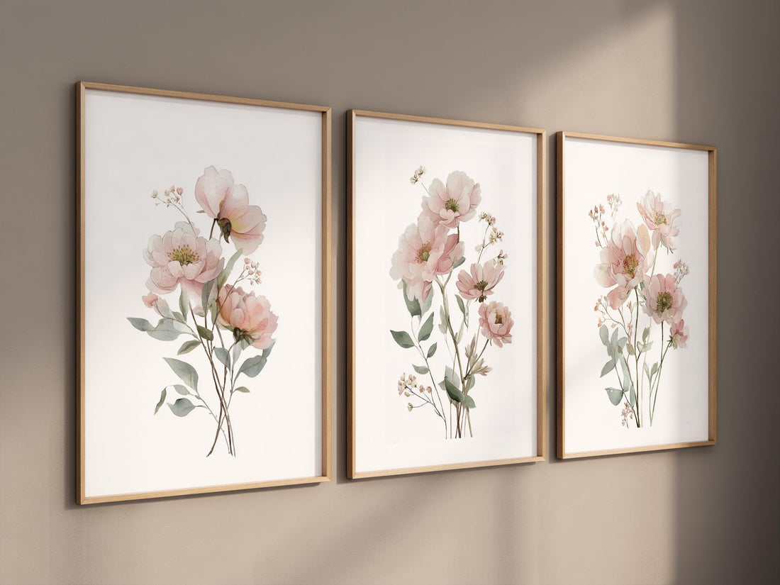 Boho Wildflower Nursery Print: Blush Pink Floral Art
