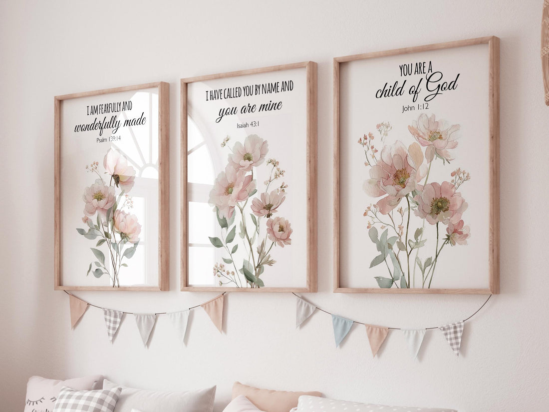 Wildflower Nursery Print: Boho Floral Decor, Bible Verse Art