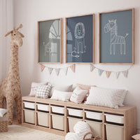 Safari Animal Nursery Prints: Boho Jungle Art, Set of 3
