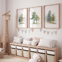 Mountain Nursery Print: Sage Green Forest, Adventure Theme