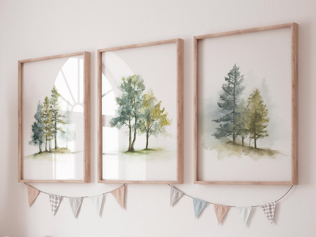 Mountain Nursery Print: Sage Green Forest, Adventure Theme