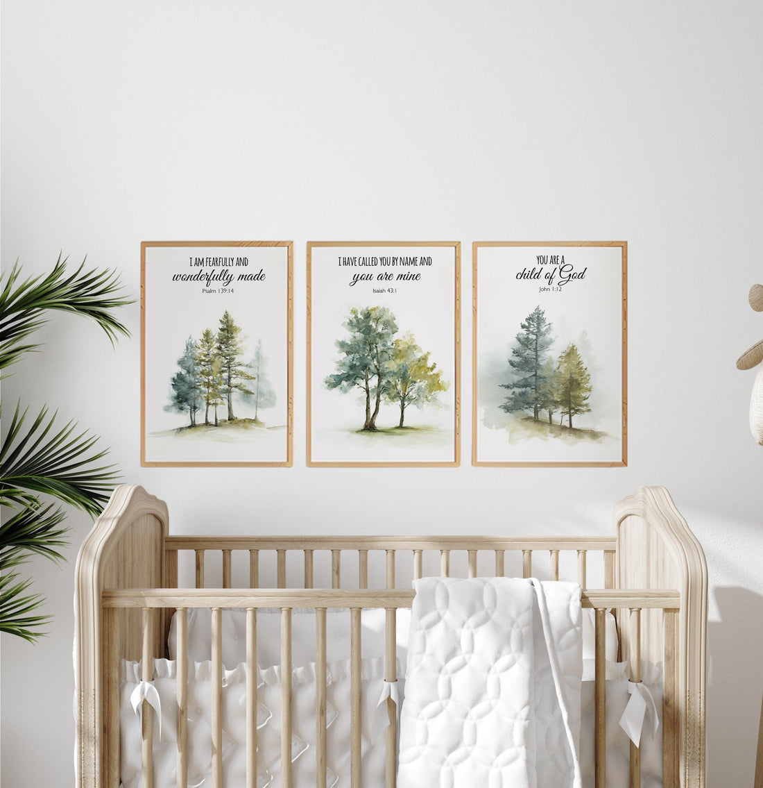 Mountain Nursery Art Print: Forest wall art, Bible Verse Decor