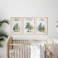 Mountain Nursery Art Print: Forest wall art, Bible Verse Decor