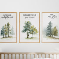 Mountain Nursery Art Print: Forest wall art, Bible Verse Decor