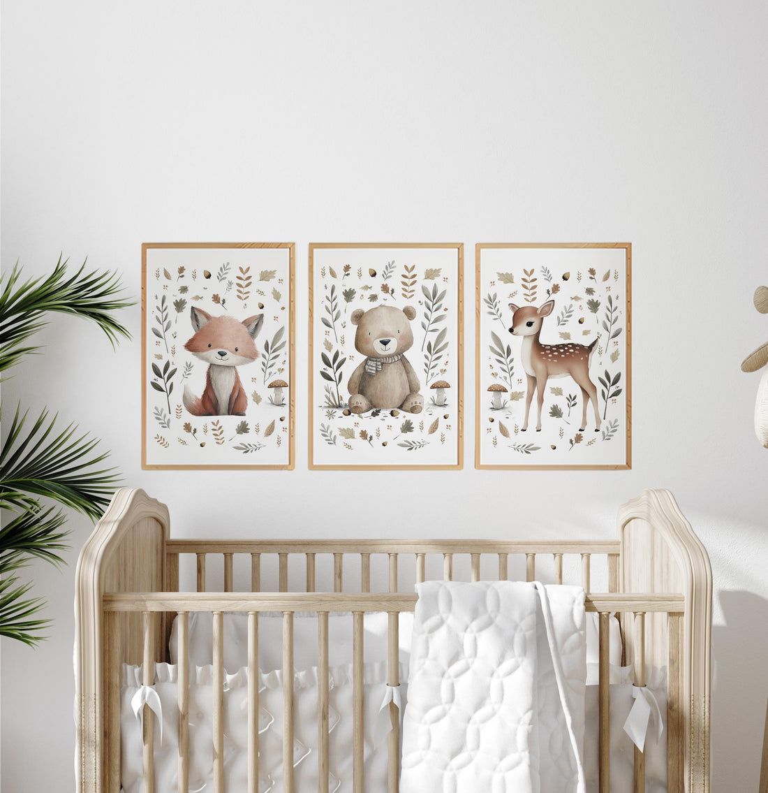 Whimsical nursery prints, Woodland Nursery Wall Art Set of 3, Forest Theme Decor