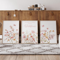 Wildflower Wall Art Set: Blush Floral Nursery Decor Prints