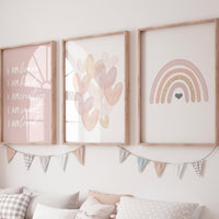 Rainbow Heart Nursery Print: Boho Baby Girl Room Decor