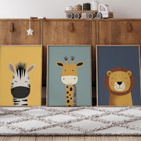Safari Animal Nursery Prints: Boho Jungle Art, Set of 3