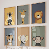 Safari Animal Nursery Prints: Boho Jungle Art