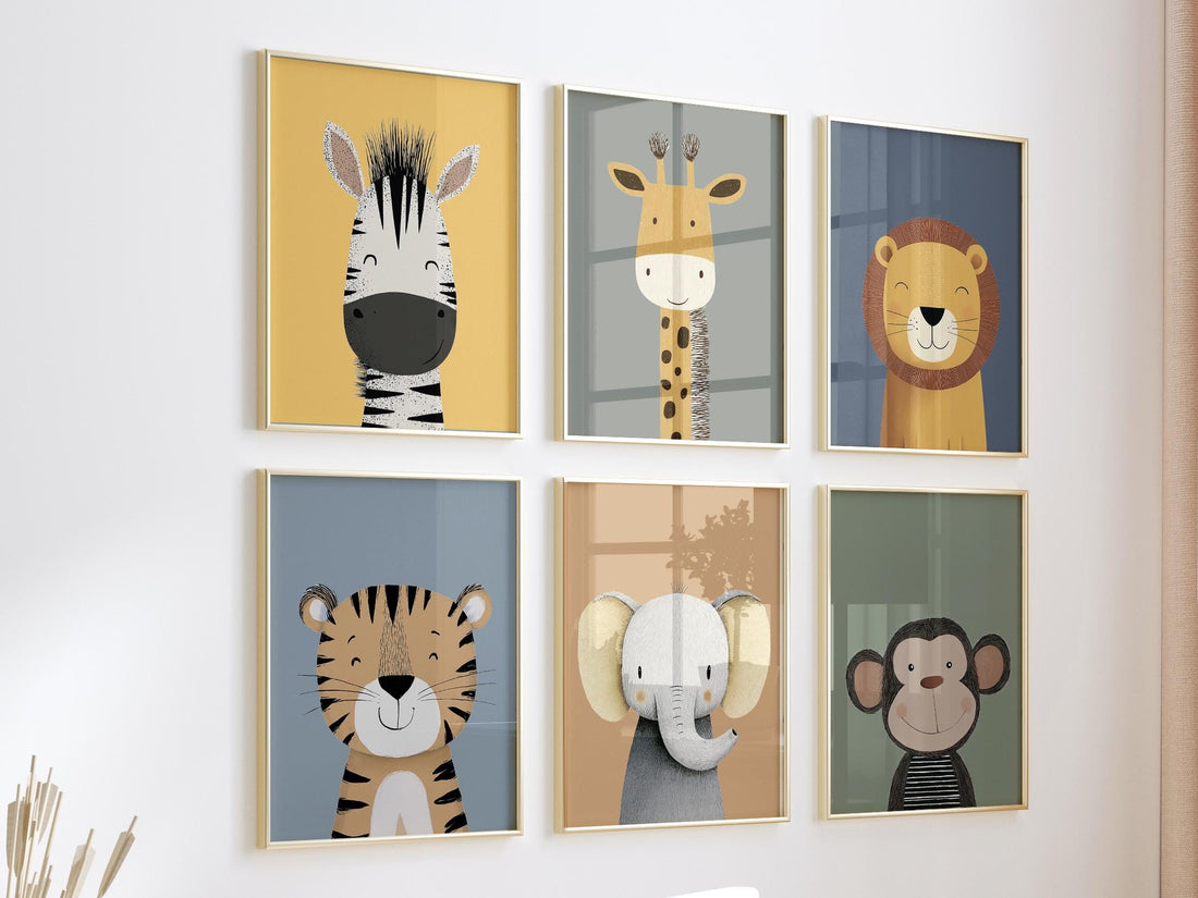 Safari Animal Nursery Prints: Boho Jungle Art
