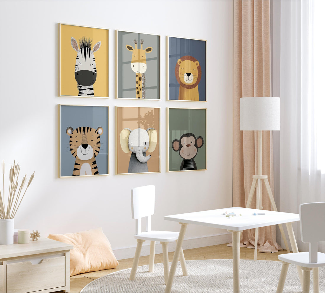 Safari Animal Nursery Prints: Boho Jungle Art