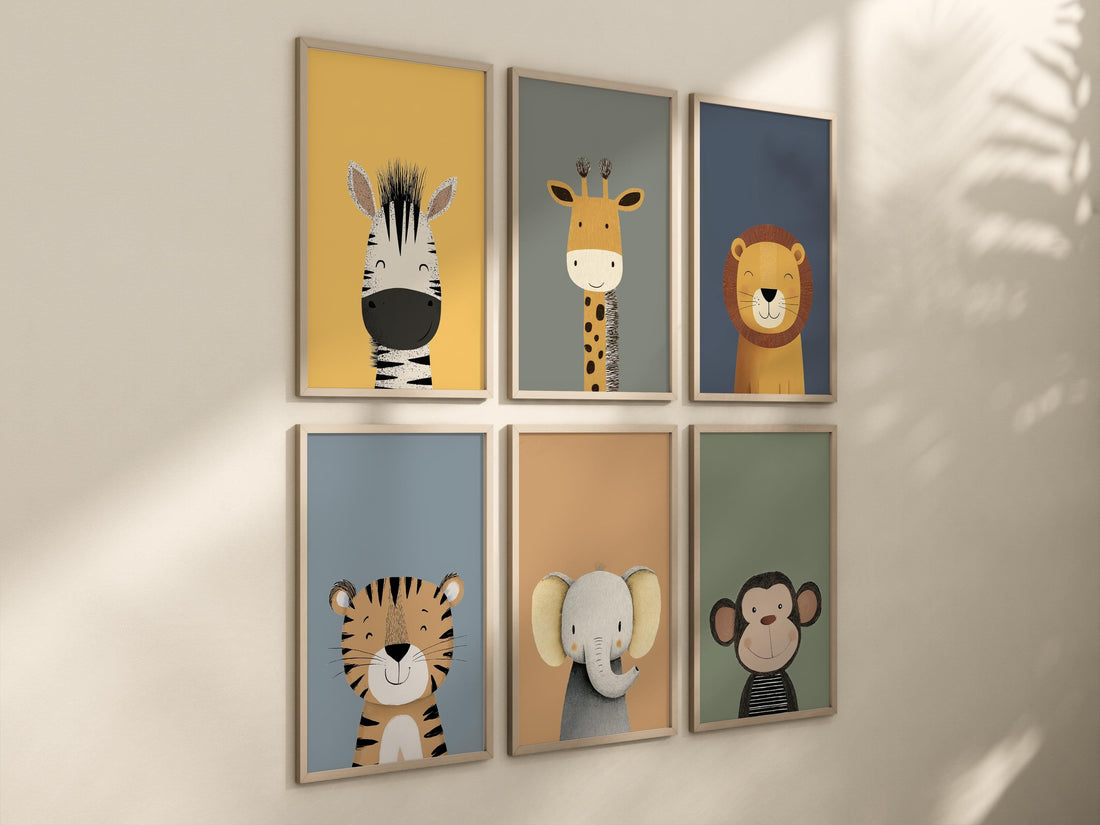Safari Animal Nursery Prints: Boho Jungle Art
