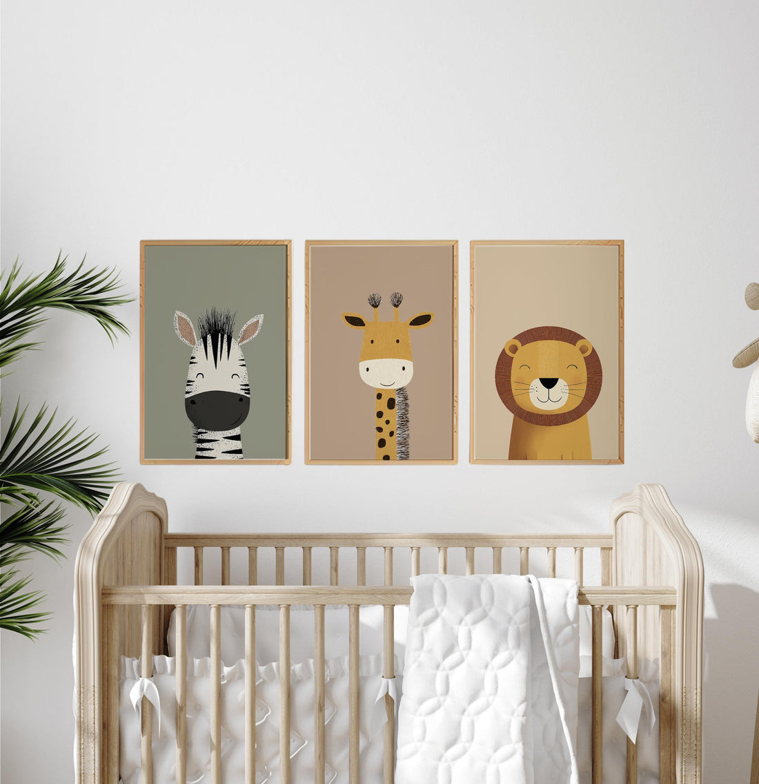 Safari Animal Nursery Prints, Boho Jungle Art, Set of 3