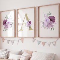 Floral Nursery Decor Girl: Purple Lavender Flower Prints