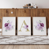 Floral Nursery Decor Girl: Purple Lavender Flower Prints