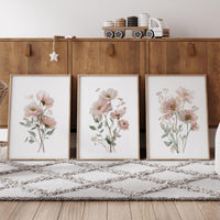 Boho Wildflower Nursery Print: Blush Pink Floral Art